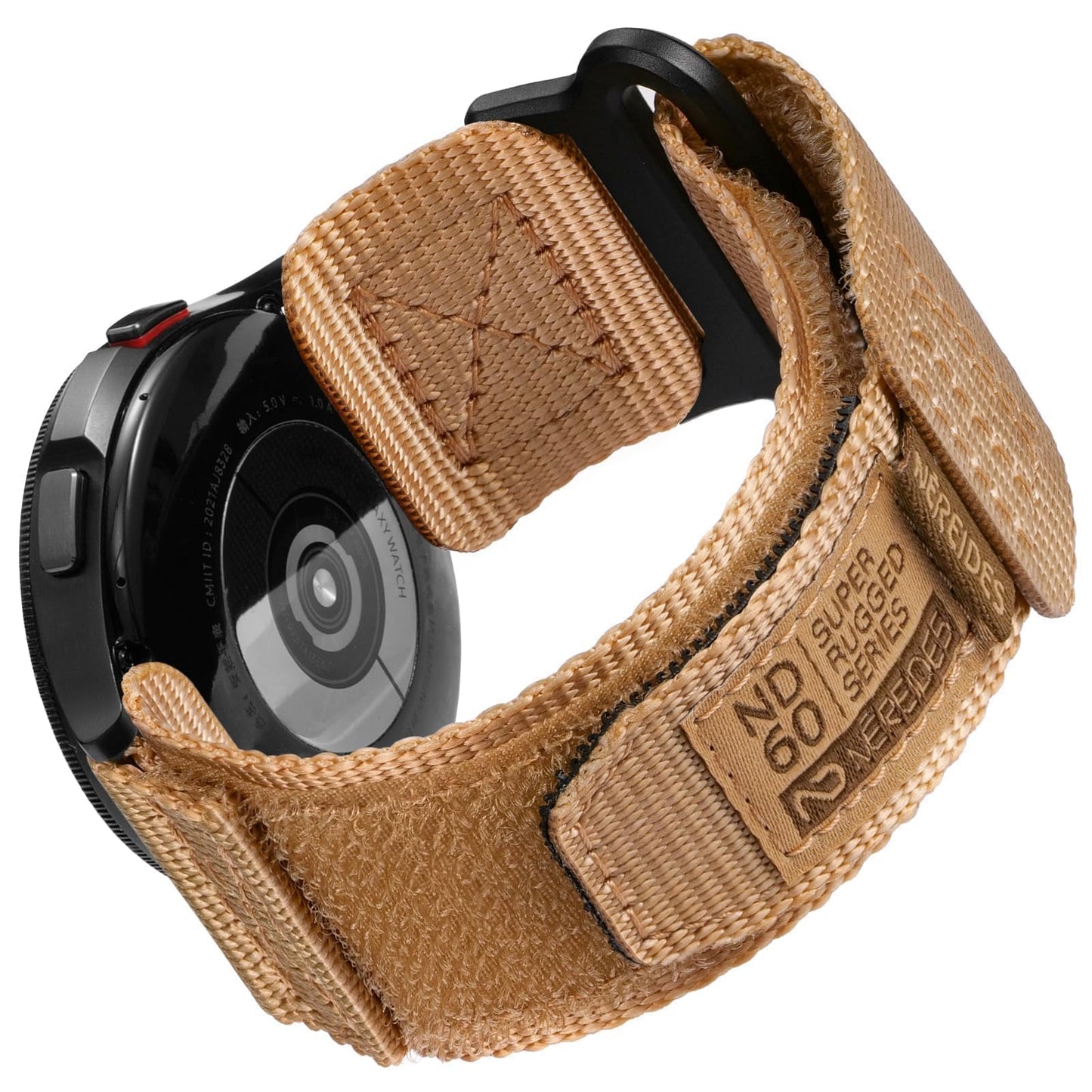Nereides Band Compatible with Samsung Galaxy Watch 7 6 5 4 40mm 44mm/ Watch 6 4 Classic/Watch 5 Pro/Watch 3 Classic 41mm/Active 2, 20mm Nylon Replacement Sports Strap for Men Women(Light Brown,L)
