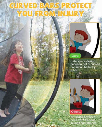 Vitaler Trampoline Outdoor 12FT with Basketball Hoop and Net Enclosure, Recreational Trampolines for Kids and Adults, Outdoor Backyard Trampoline with Anti-Rust Coated Frame, ASTM Approved