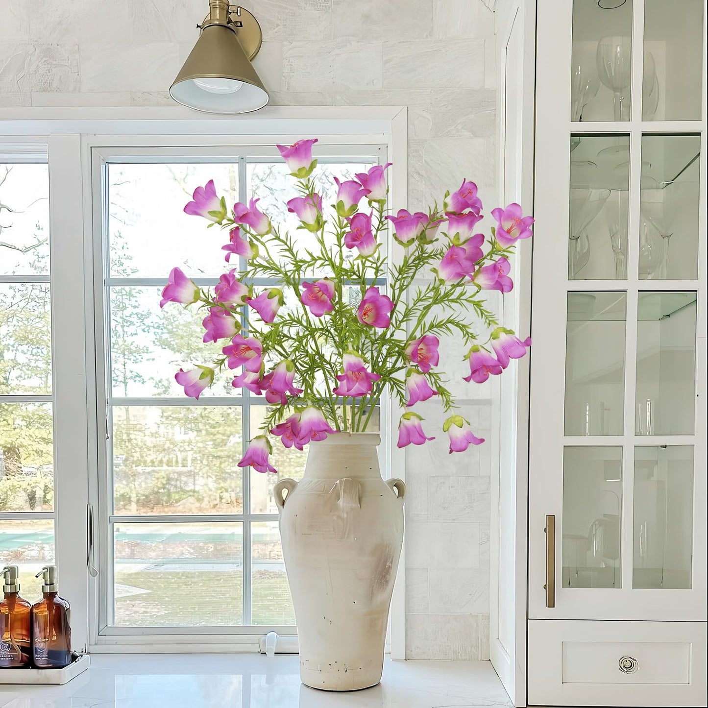 RSSGID 6Pcs Artificial Flowers Lily of the Valley 26.8 Inch Long Stem Fuchsia Faux Bell Flowers Realistic Campanula Spring Summer for Tall Vase Home Decor Wedding Centerpiece Garden Party Balcony