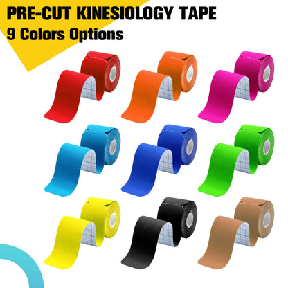 Kinesiology Tape Precut 2 Rolls Pack, Athletic Tape for Muscle Joints Support, 40 Strips for Knee Ankle Shoulder Back, Latex Free and Water Resistant, Orange