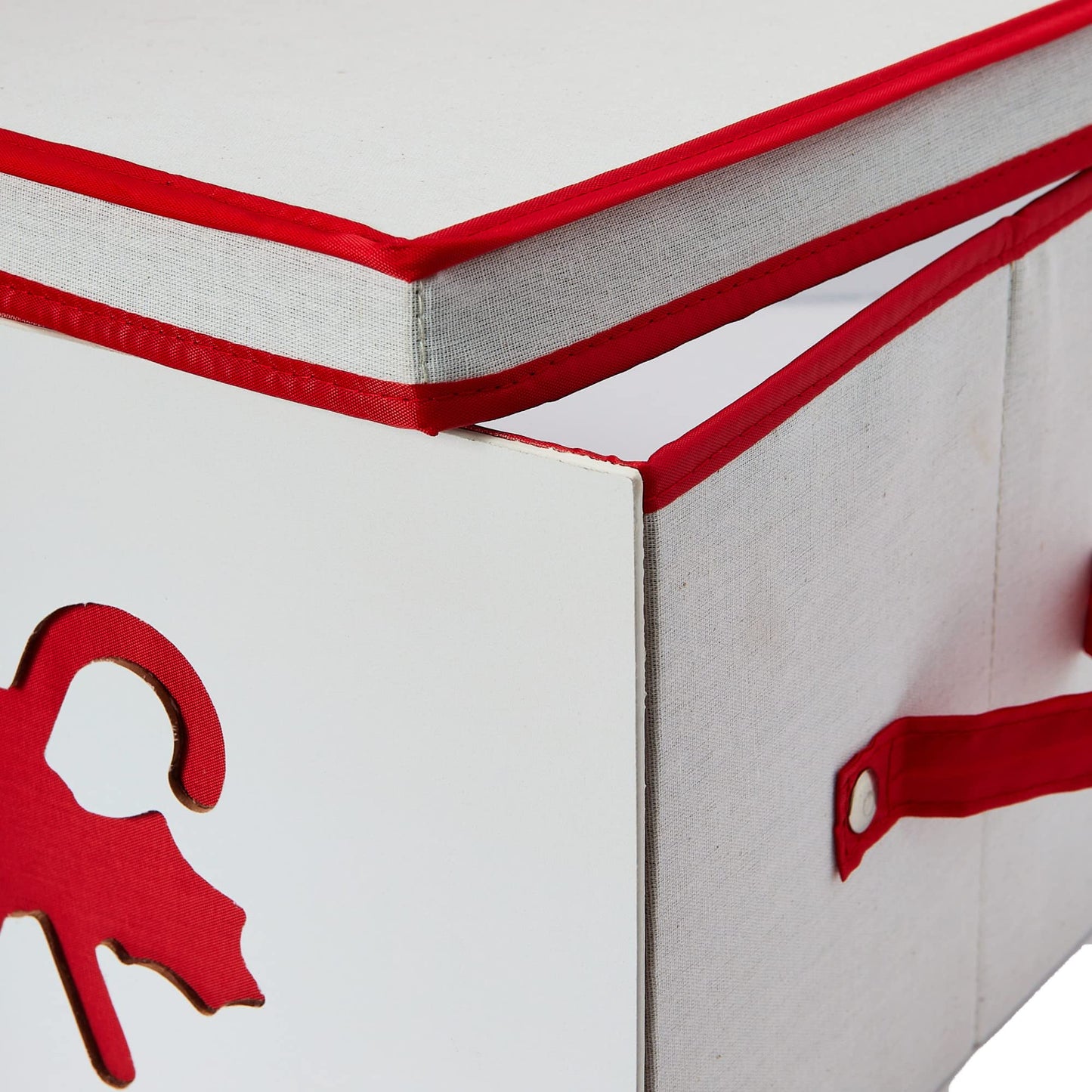 Household Essentials Medium Candy Cane Ornament Storage Box in Cream Polyester and Cardboard