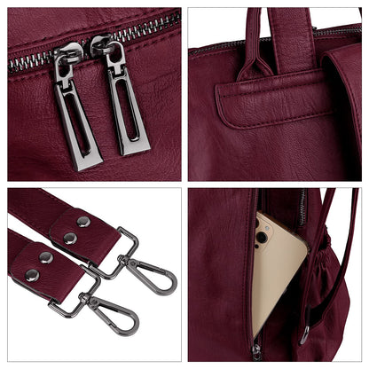 Uromee Travel Backpack Purse for Women Vegan Leather Ladies Fashion Tassel Shoulder Bag Convertible