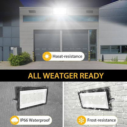 2 Pack 600W LED Flood Light Outdoor,(3060W Equivalent),67600LM 5000K Daylight White Super Bright LED Arena Light with Plug,85-277V IP66 Waterproof Commercial Lighting for Fields,Counts,Stadium