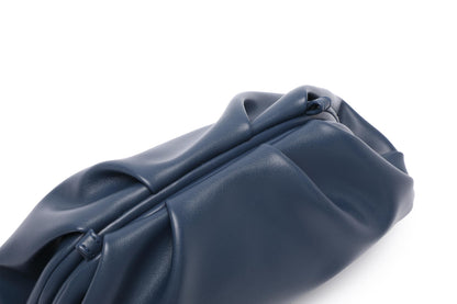 YUWITA Soft PU Leather Clutch Purses for Women Formal Elegant Luxurious Evening Bag (Navy Blue)