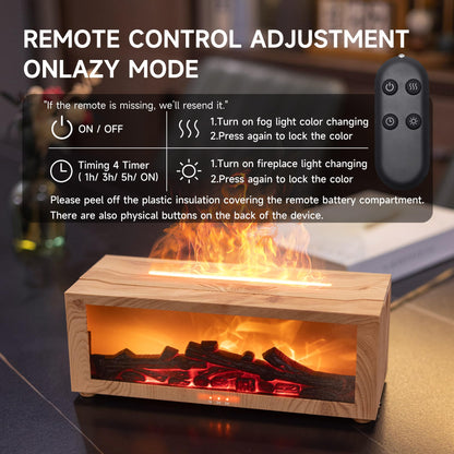 Fireplace Flame Air Diffuser Humidifier,7 Colors Aromatherapy Essential Oil Diffuser,Ultrasonic Aroma Humidifier with Timer for Home,Bedroom,Office,Yoga (BlackB, L)