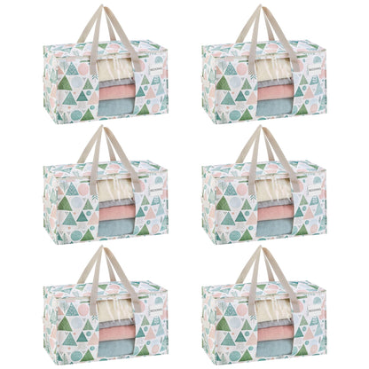 VENO 6 Pack Moving Bags, Large Christmas Storage Bins with lids, Packing Supplies for College, Alternative to Moving Boxes, Foldable, Heavy-Duty Tote, Christmas Pattern (Pastel Forest, 6 Pack)