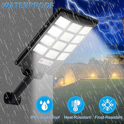 Solar Street Lights Outdoor Motion Sensor, 6500K Dusk to Dawn LED Solar Flood Light, Waterproof Security Light for Outside Garden Yard Parking Lot, 4PCS