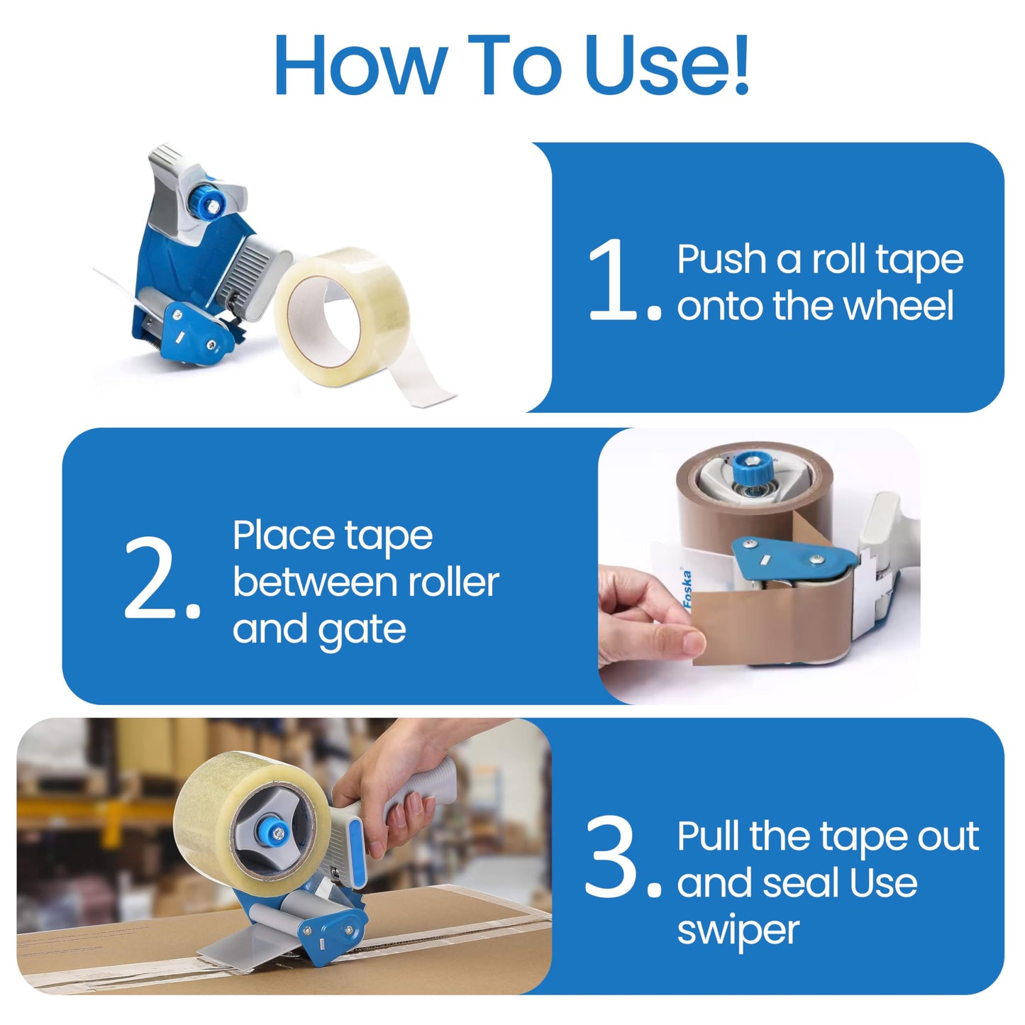 Luxuriaz Heavy Duty Packing Tape with Dispenser - 1.88 Inch x 65 Yards, 6-Pack Clear Packaging Tapes, Durable Tape Dispenser for Secure Sealing, Ideal for Moving and Shipping