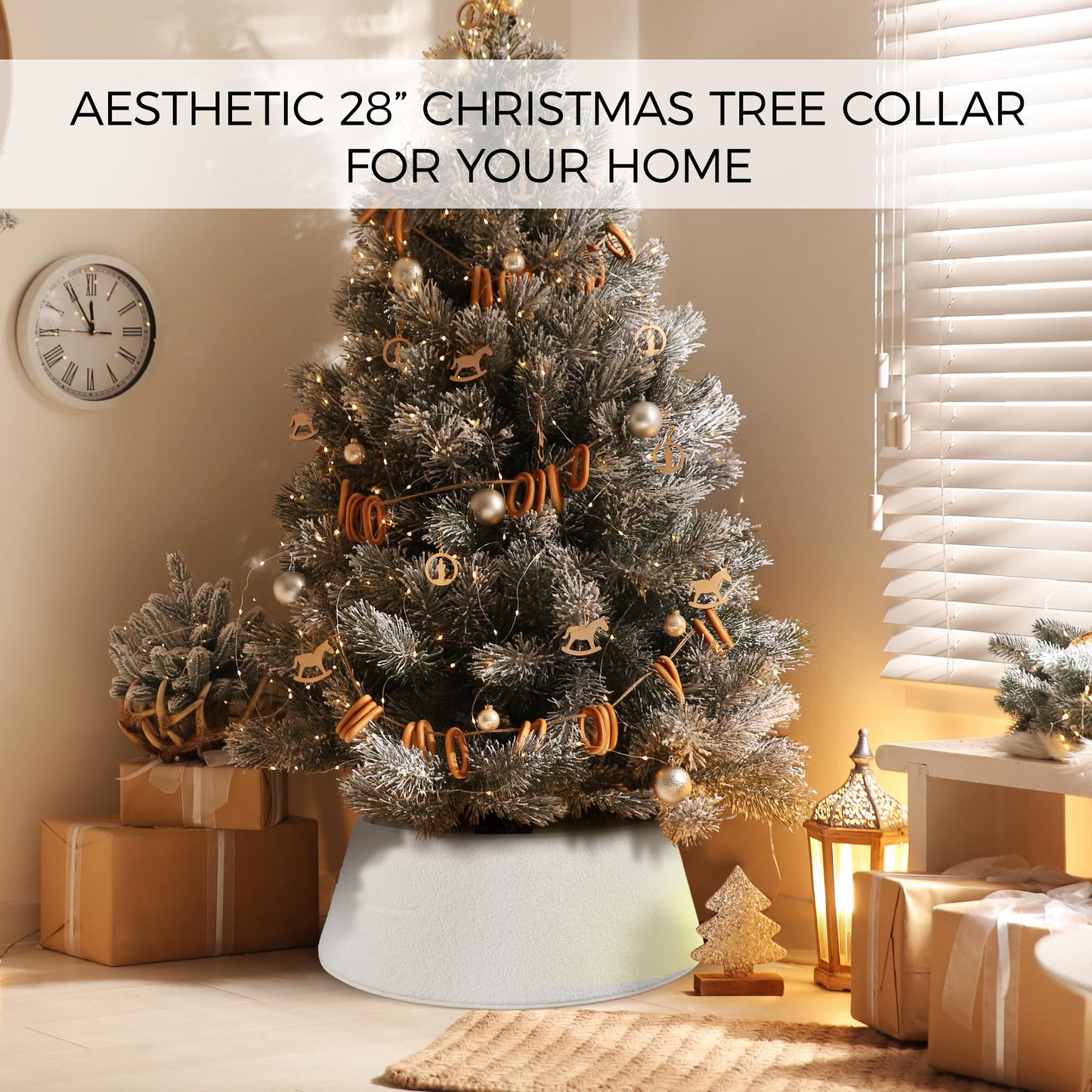 Beautiful Christmas Tree Collar - Authentic 28" Boucle Tree Ring for Any Christmas Decor - Easy to Set Up Skirt Enhances Your Holiday Home Decor
