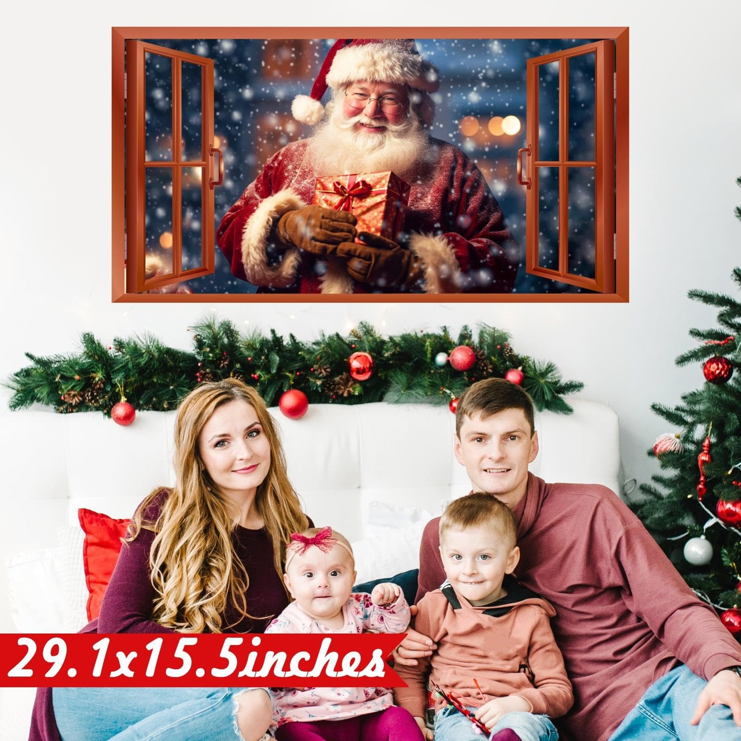 Christmas Wall Decals Santa Claus Stickers for Christmas Wall Decorations Indoor Xmas Fake Window Walls Decal Peel and Stick Merry Xmas Art Murals Vinyl Sticker for Winter Holiday Party Supplies