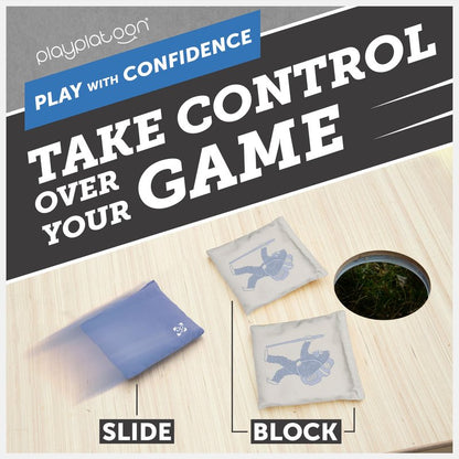 Play Platoon Professional Cornhole Bags Set of 8 - Regulation All Weather Double Sided Pro Corn Hole Bags - Sticky Side/Slick Side for Pro Cornhole Game - Stone Blue/Light Jade Bigfoot