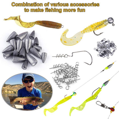 PLUSINNO 210pcs Fishing Lures Fishing Tackle Box Fishing Gifts for Men, Bass, Trout Fishing Accessories Kit for Saltwater & Freshwater Fishing Gear Including Topwater Lures, Hooks, Spinnerbaits