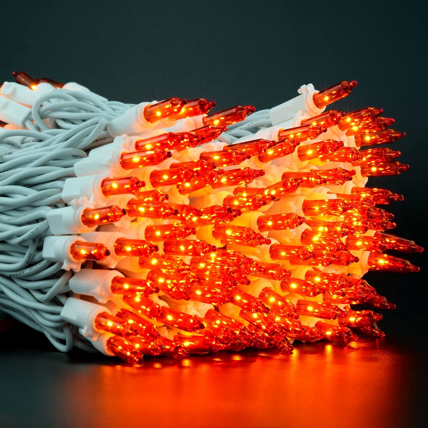 YULETIME 200 Orange Christmas String Lights, 2-Set 33 ft 100 ct White Wire