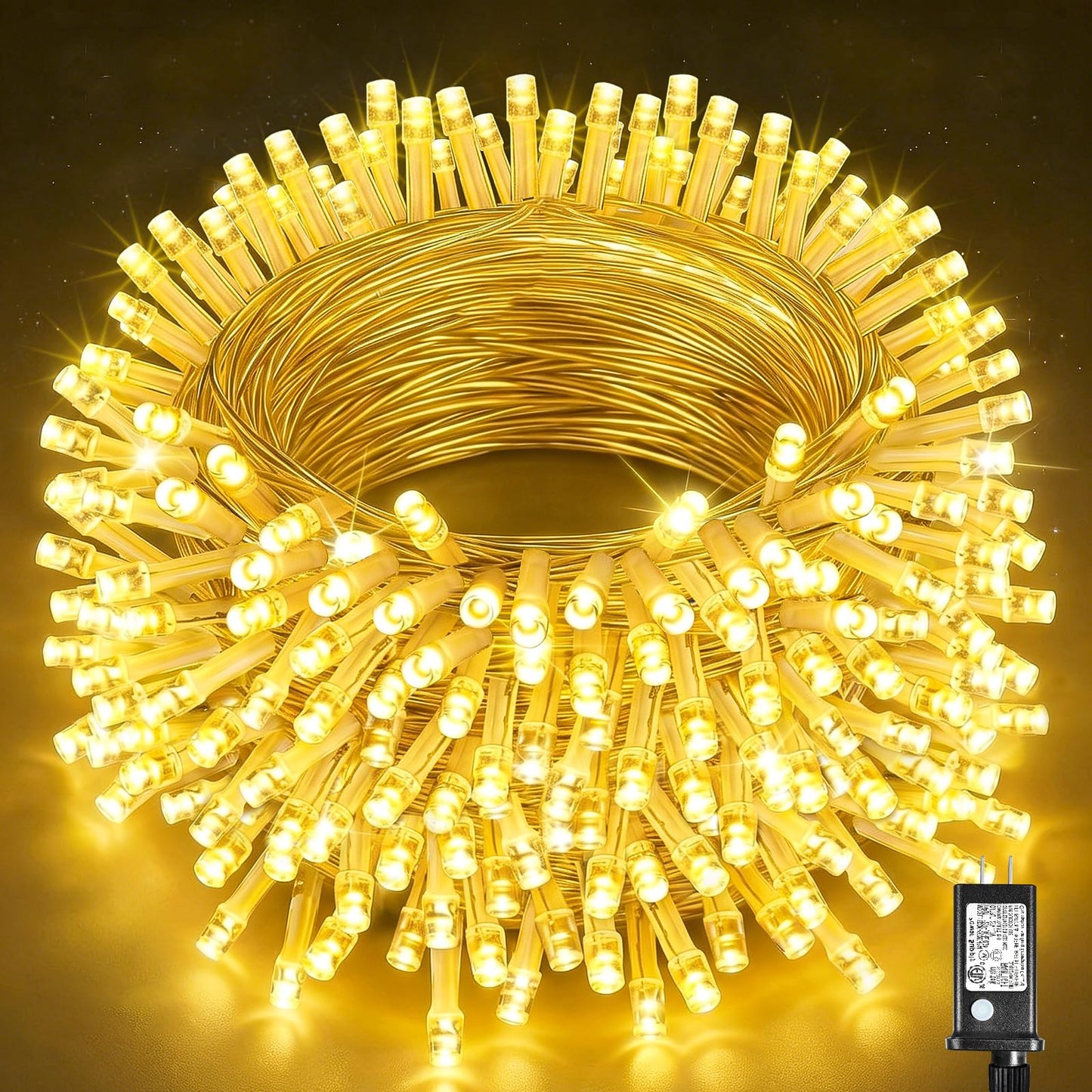 100ft 300 LED String Lights Indoor Connectable Warm White Christmas Lights Outdoor Waterproof, Twinkle Fairy Lights Plug in Clear Wire for Outside Wedding Bedroom Garden Tree Decorations