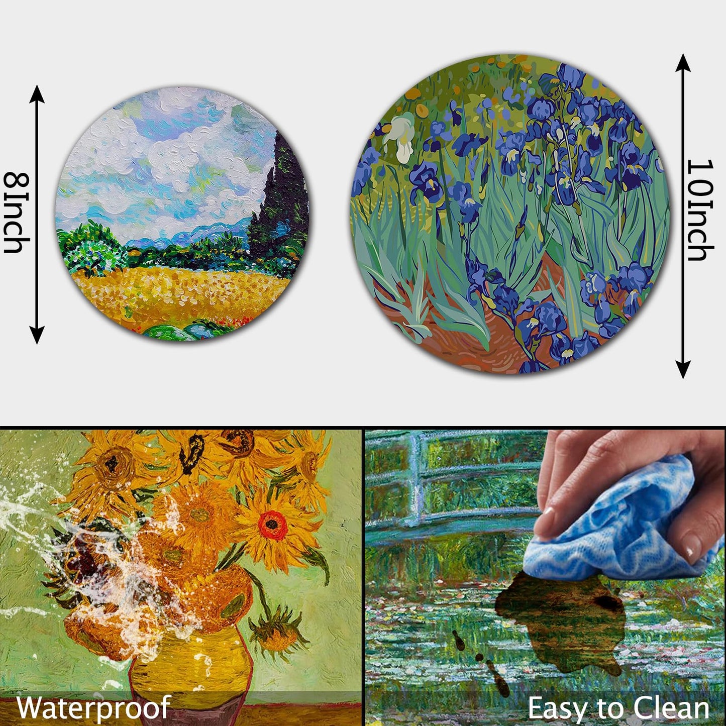 Tucocoo Van Gogh Irises Stove Burner Covers,Gas Stove Burner Top Covers Set of 4, 8Inch and 10Inch Stove Top Covers for Electric Stove Country Classic Round Metal Stove Burner Covers Kitchen Decor