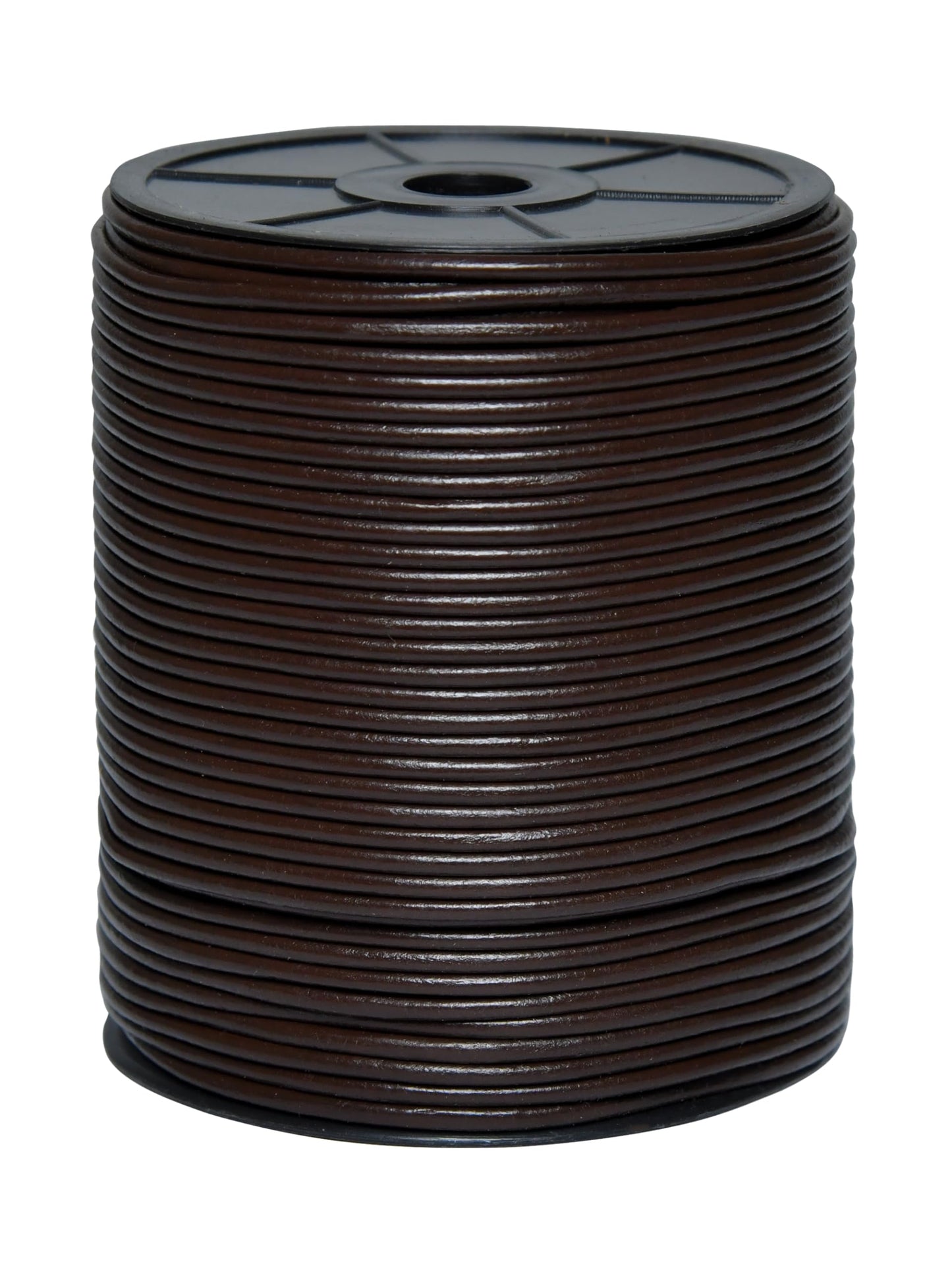 Cords Essentials Round Genuine Leather String Cord, Rope for Jewelry Making, Necklaces, Bracelets, Kumihimo Braiding, Wraps, Crafts and Hobby Projects (Dark Brown, 3.0 MM)