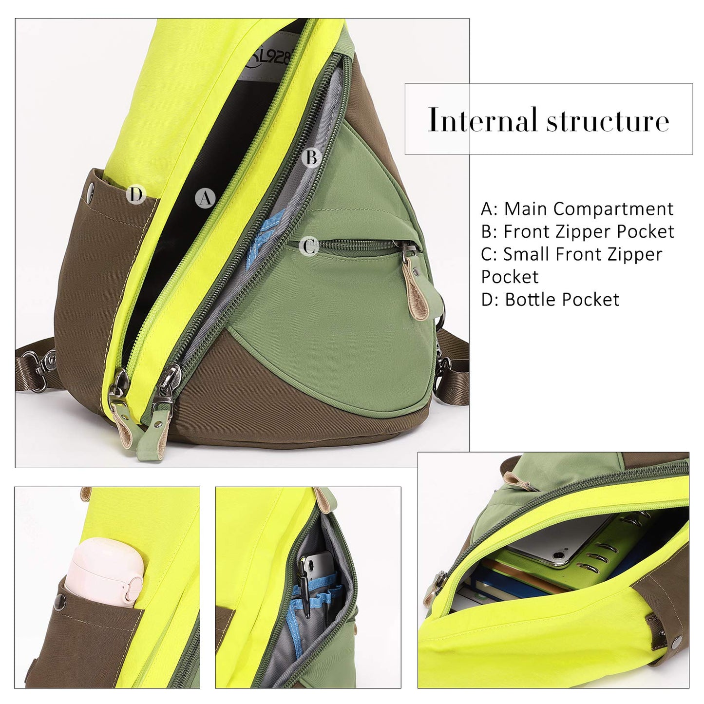 KL928 Nylon Sling Bag - Small Crossbody Backpack Shoulder Casual Daypack Multipurpose Rucksack for Men Women