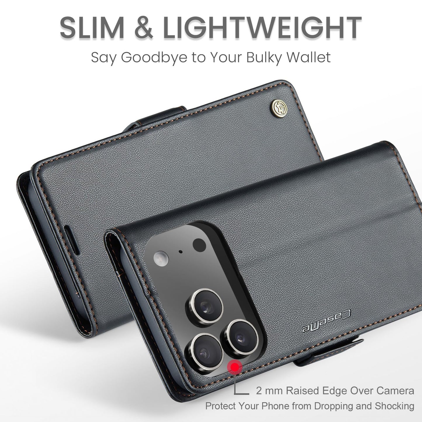 SINIANL Leather for iPhone 17 Pro Max Case Wallet, PU Leather Wallet Case Flip Folio RFID Blocking Card Holder Stand Phone Cover for iPhone 17 Pro Max, Black
