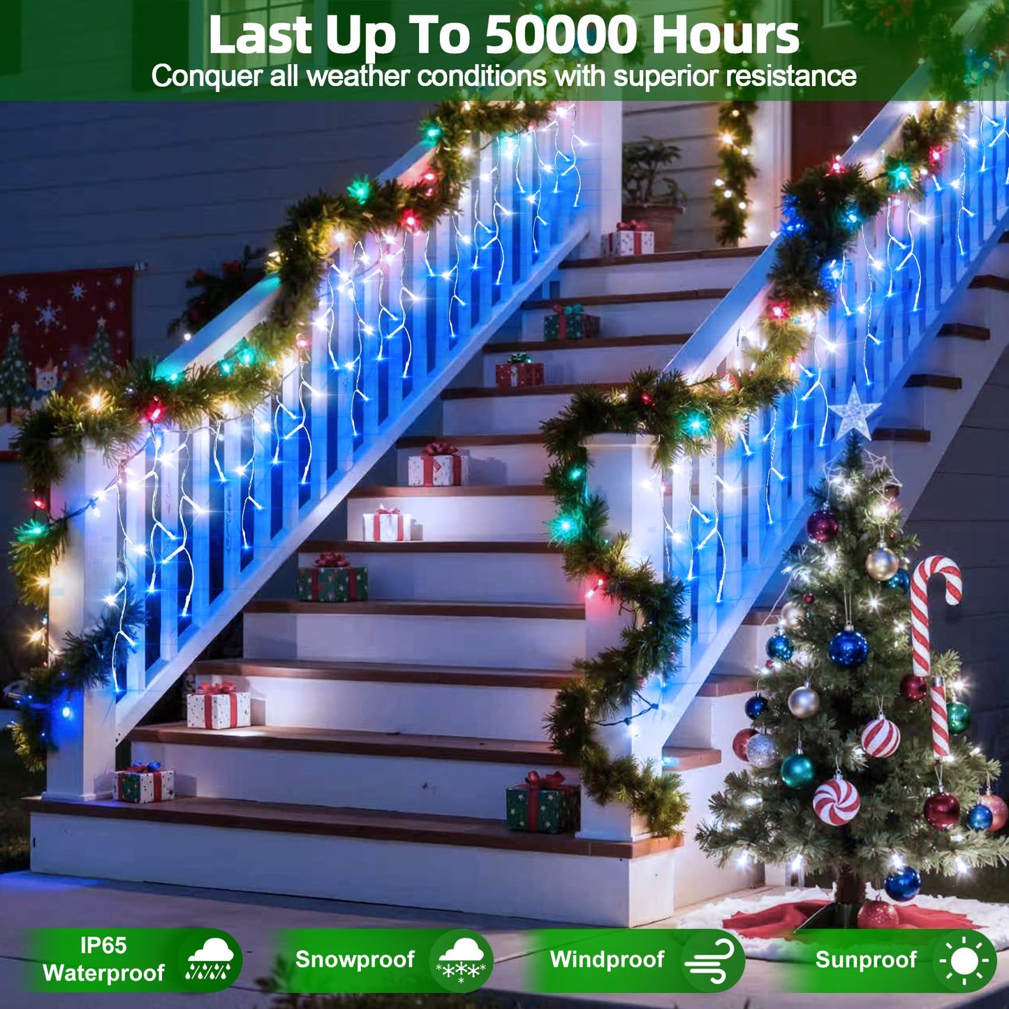 670 LED Christmas Lights with 148Drops, 66ft 12 Modes Hanging ice String Lights with Timer Dimmable & Waterproof, Plug-in Fairy Lights for Indoor Holiday Wedding Christmas Decorations Blue & CoolWhite