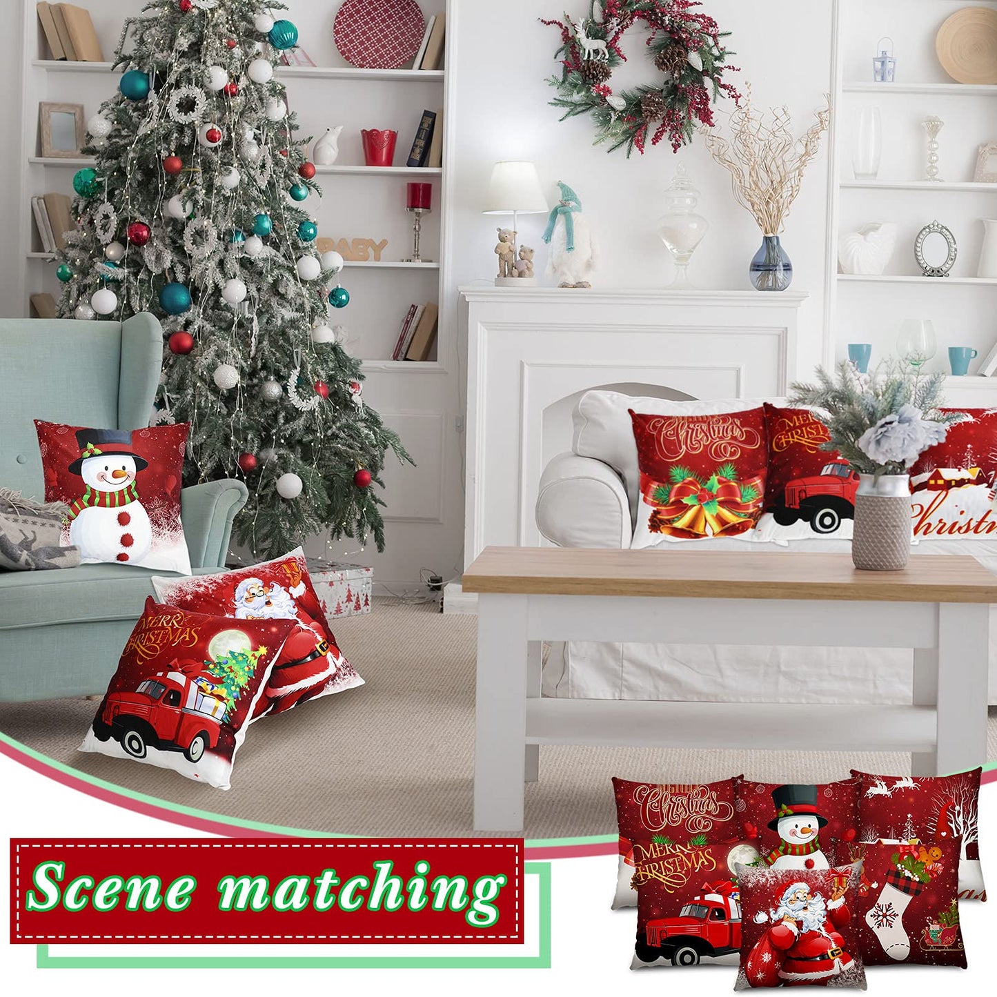 Tatuo 6 Pcs Christmas Pillow Covers Cushion Covers Decoration Holiday Decor Throw Pillow Case for Sofa Couch Christmas Office Bedroom Decorations(18 x 18 in,Funny Style)