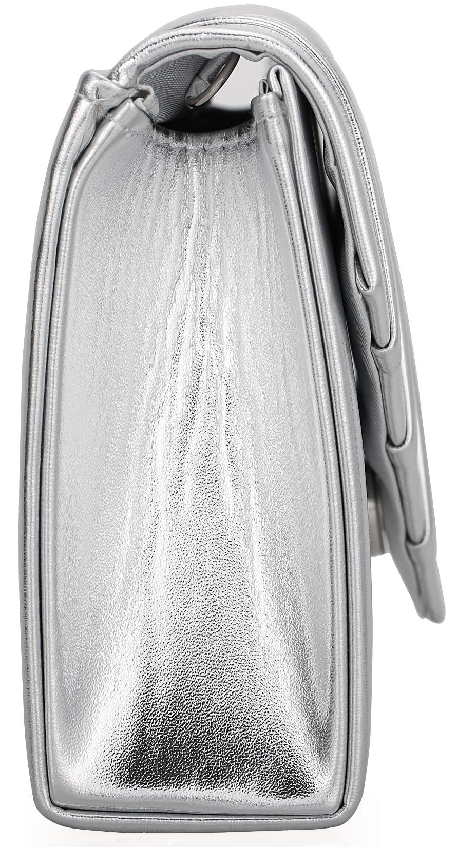 Venoline Women Evening Clutch Purse - Shimmering Metallic PU Leather Pleated Flap Envelope Handbag for Wedding Prom Party Silver