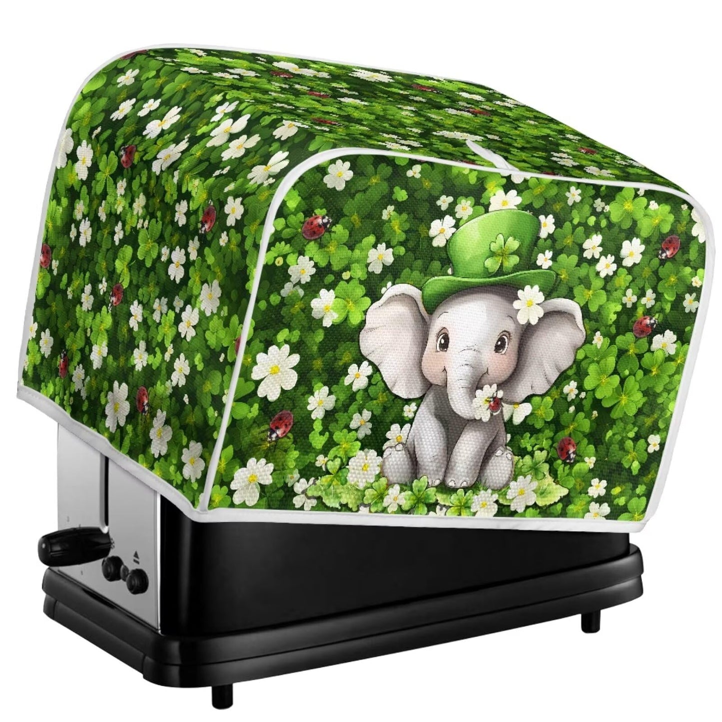 ASQVTIFE Elephant Toaster Covers 4 Slice Wide Slot for Kitchen St.Patrick Day Decor for Kitchen Sunflower Toaster Oven Covers for Kitchen Counter Kitchen Bakeware Protector Thanksgiving Decoration