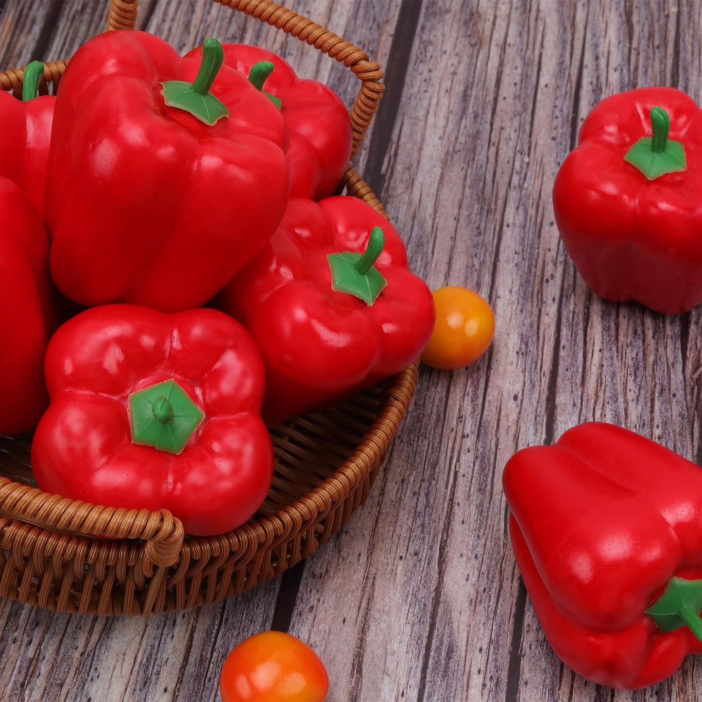 Gresorth 8pcs Artificial Big Bell Red Pepper Decoration Fake Vegetable Home Kitchen Cabinet Model