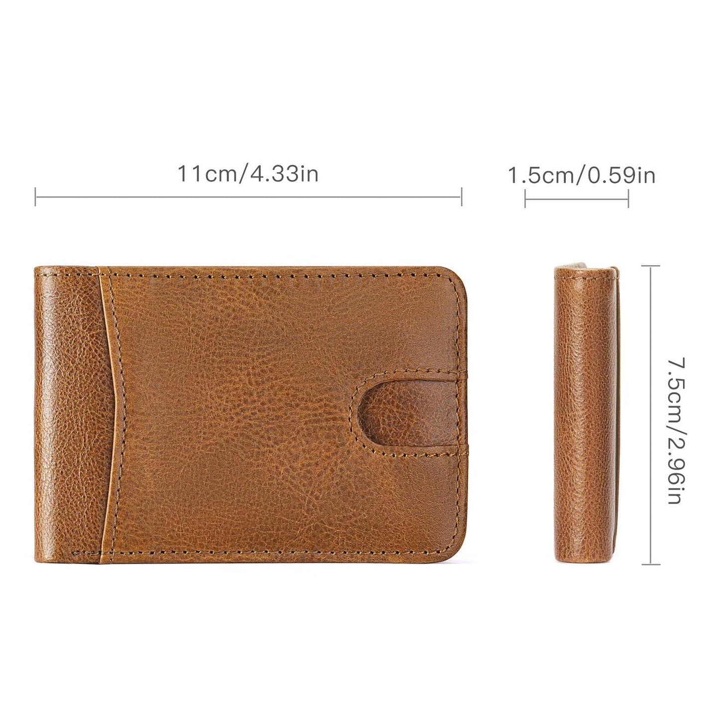 LOUEBICA Genuine Leather Wallet for Men RFID Blocking Bifold Slim Minimalist with Front Pocket Wallets Men Gift