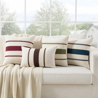Fancy Homi Set of 2 Burgundy Boho Decorative Throw Pillow Covers 20x20 Inch for Couch Bed Sofa, Aesthetic Modern Farmhouse Christmas Room Decor, Soft Cotton Cute Textured Wind Red Cushion Case