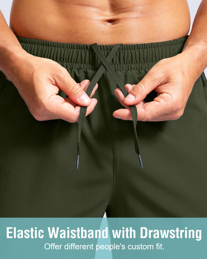 G Gradual Men's Athletic Running Shorts with Zipper Pockets Quick Dry 7"/ 5"/ 9" Workout Gym Shorts for Basketball Hiking(Olive,5XXXL)
