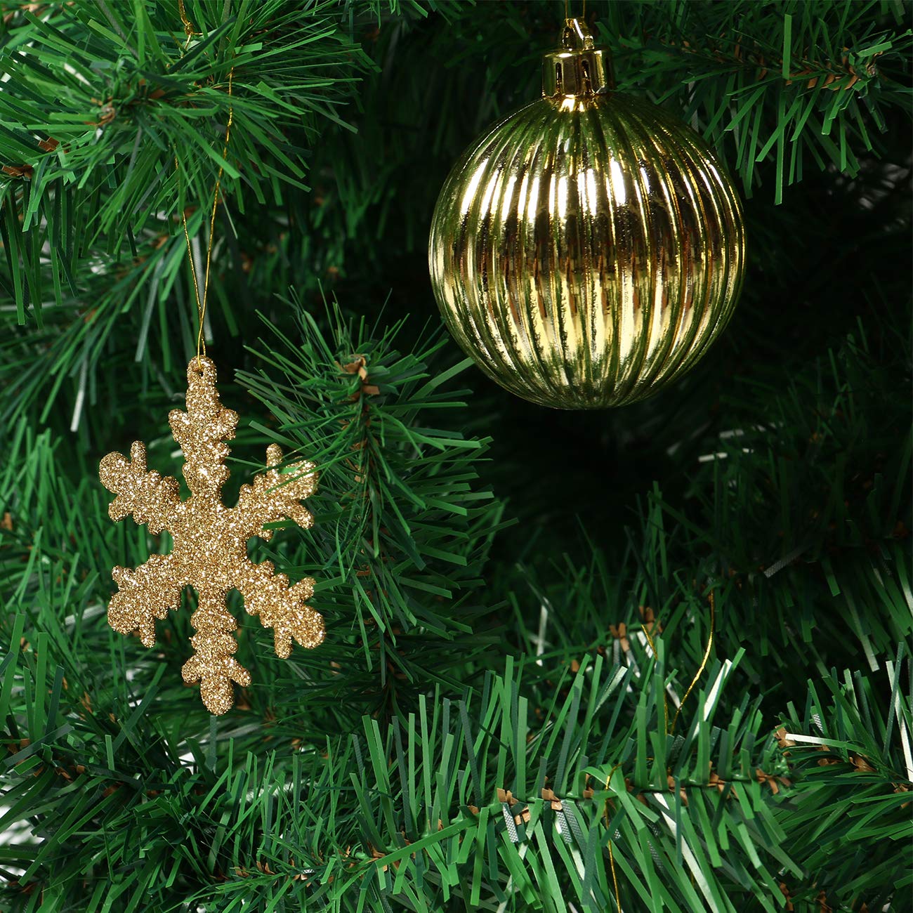 Sunnyglade 60ct Gold Christmas Tree Ball Ornaments Set Shatterproof Christmas Bling-Bling Hanging Decoration with Hand-held Gift Package for Xmas Tree Holiday Wedding Party (Gold)