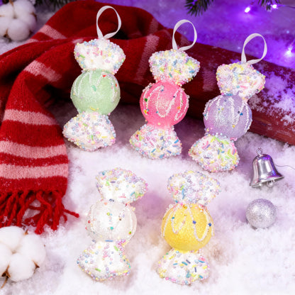 6Pcs 5.5inch Christmas Candy Land Ornaments Decoration,Hanging Candy Cane Crafts for Xmas Tree Décor,Ideal for Xmas, New Year, Birthdays, Weddings & Home Parties