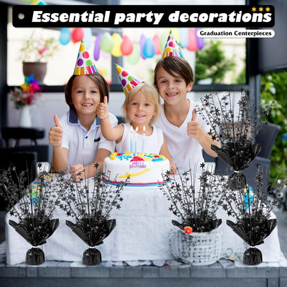 6 Pack Metallic Foil Spray Centerpiece Star Table Decoration Burst Table Centerpieces for Birthday Weddings Anniversaries Christmas New Year Holiday Party Supplies Decor (Black)