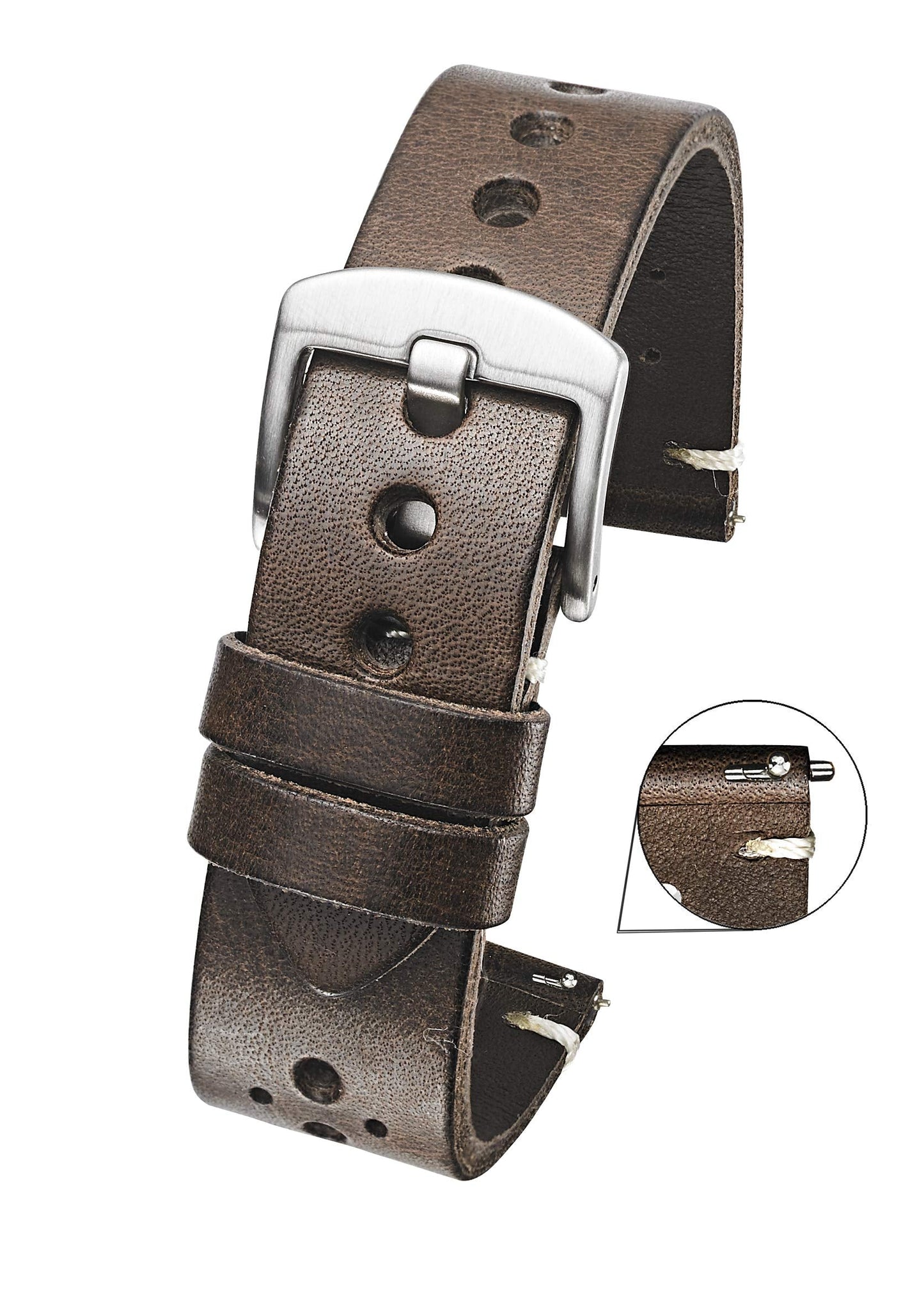 ALPINE Genuine Vintage Leather 20mm Watch Band - Replacement Watch Bands for Women & Men - Watch Strap with Quick Release Stainless Steel buckle - Compatible with Regular & Smart Watch Bands - Brown