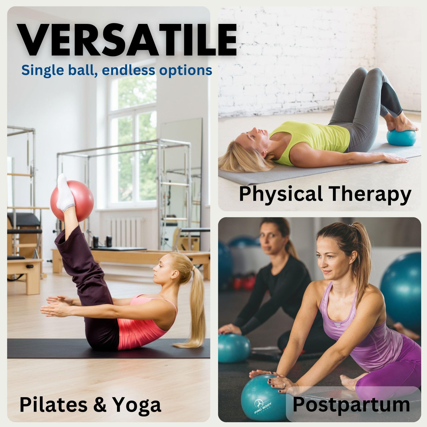 ProBody Pilates Small Exercise Ball with Pump - 9 Inch Workout Ball for Stability, Barre, Yoga, Core & Physical Therapy, Home Gym & Office Use (Pink)