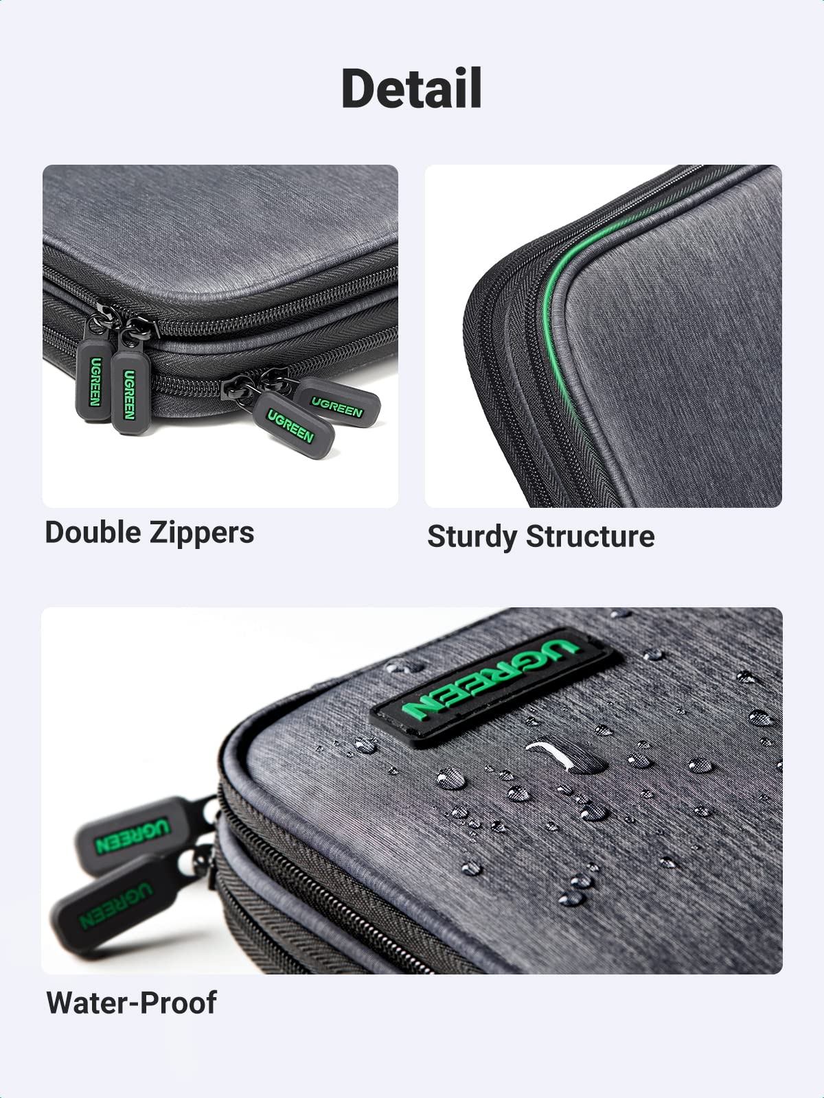 UGREEN Electronic Organizer Travel Cable Organizer Storage Bag for Data Cables, USB C Charger, SD Card, Hard Drive, Charging Cord, Mouse, Power Bank, Phone, Power Adapter Plug Electronics Accessories