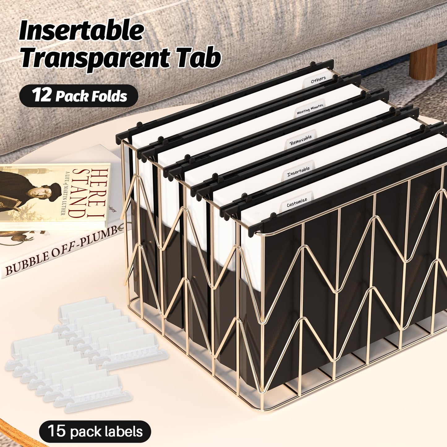 Shutex Extra Capacity Plastic Hanging File Folders,12 Pack Reinforced Hang Folders Letter Size,Accordian Pocket,Heavy Duty 2 Inch Expansion,Hard Hanging Folder Organizer for Office Home,Black
