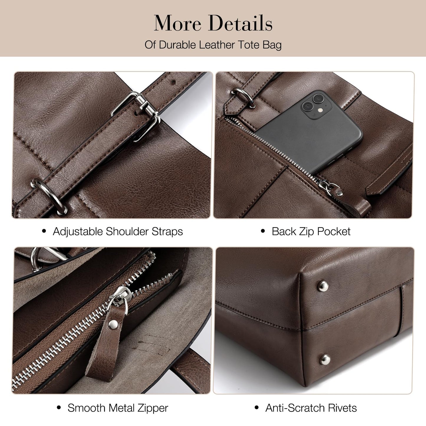 UEIRY Genuine Leather Tote Bag for Women, Large Women's Leather Shoulder Bags, Designer Womens Totes Purse with Top Handles