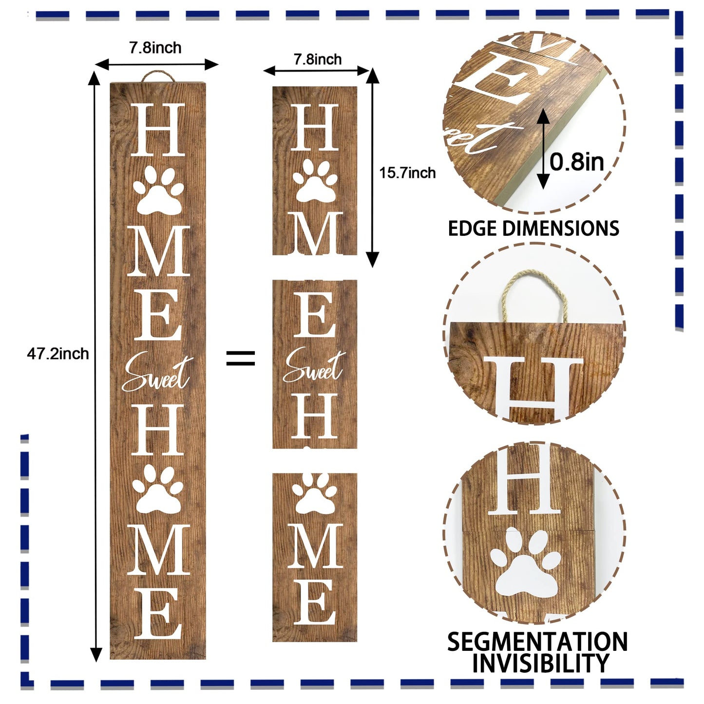 Home Sweet Home Wooden Porch Sign 47" Welcome Cat Dog Sign for Home Front Door Yard Front Porch Standing Farmhouse Home Decoration