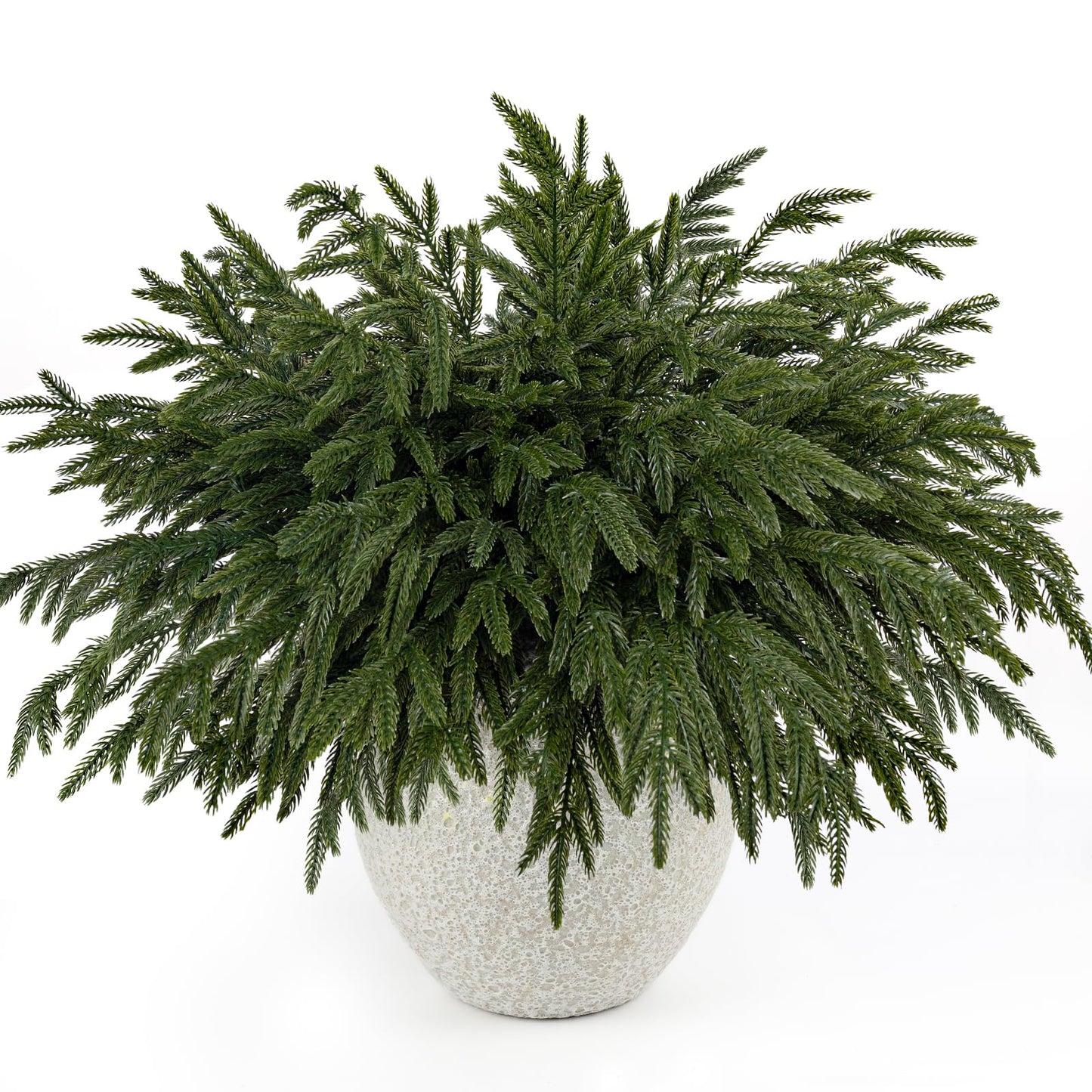 HOHOTIME 16 Pcs Christmas Norfolk Pine Branches, Real Touch Artificial Norfolk Pine Stems, Faux Evergreen Greenery Picks for Vase Fillers, DIY Garland Wreath Mantel Christmas Home Decor