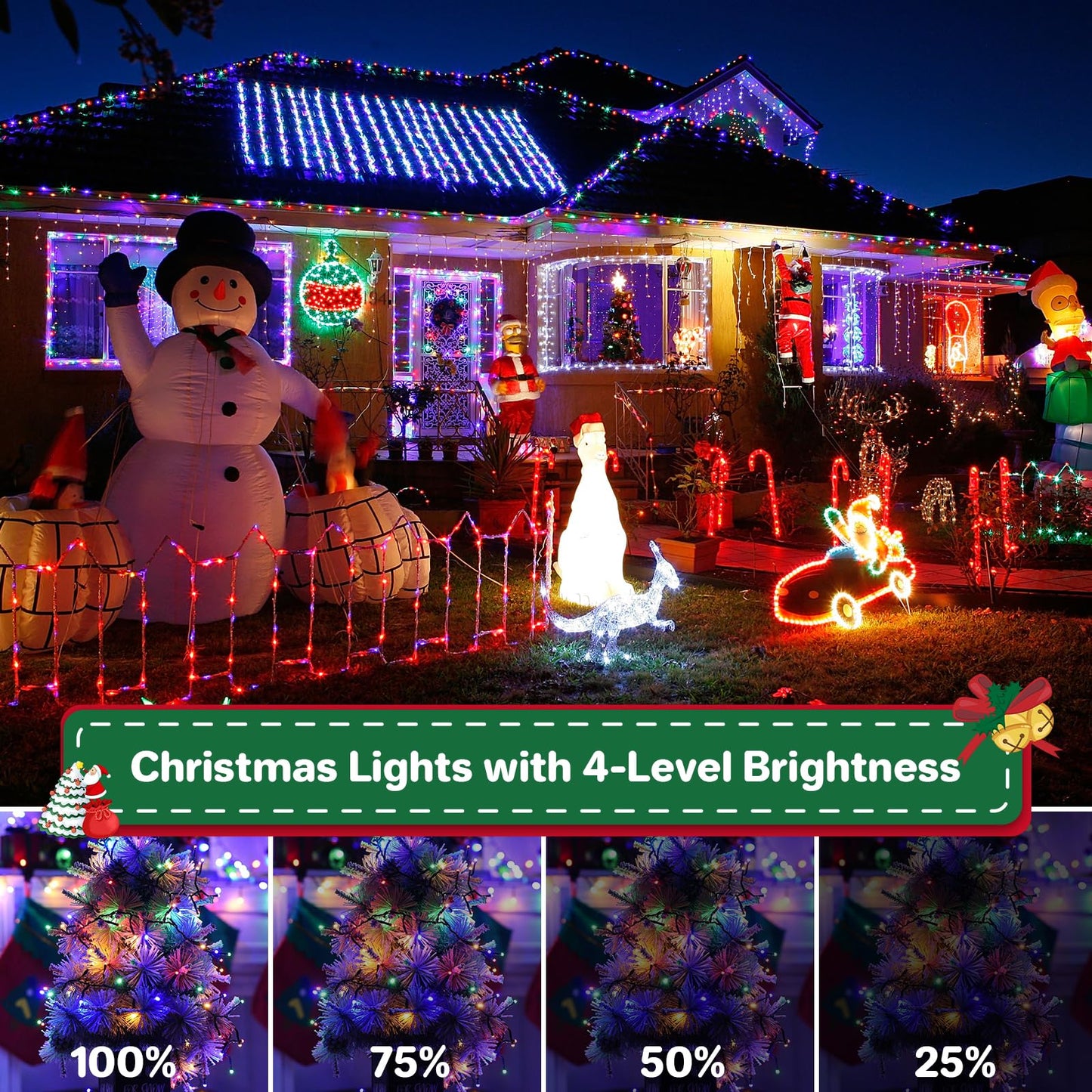 Christmas Cluster Lights Plug-in -52FT 800 LED Firecrackers String Lights,8 Modes Timer Waterproof Twinkle Fairy Lights for Christmas Tree Garland Party(Multicolor)