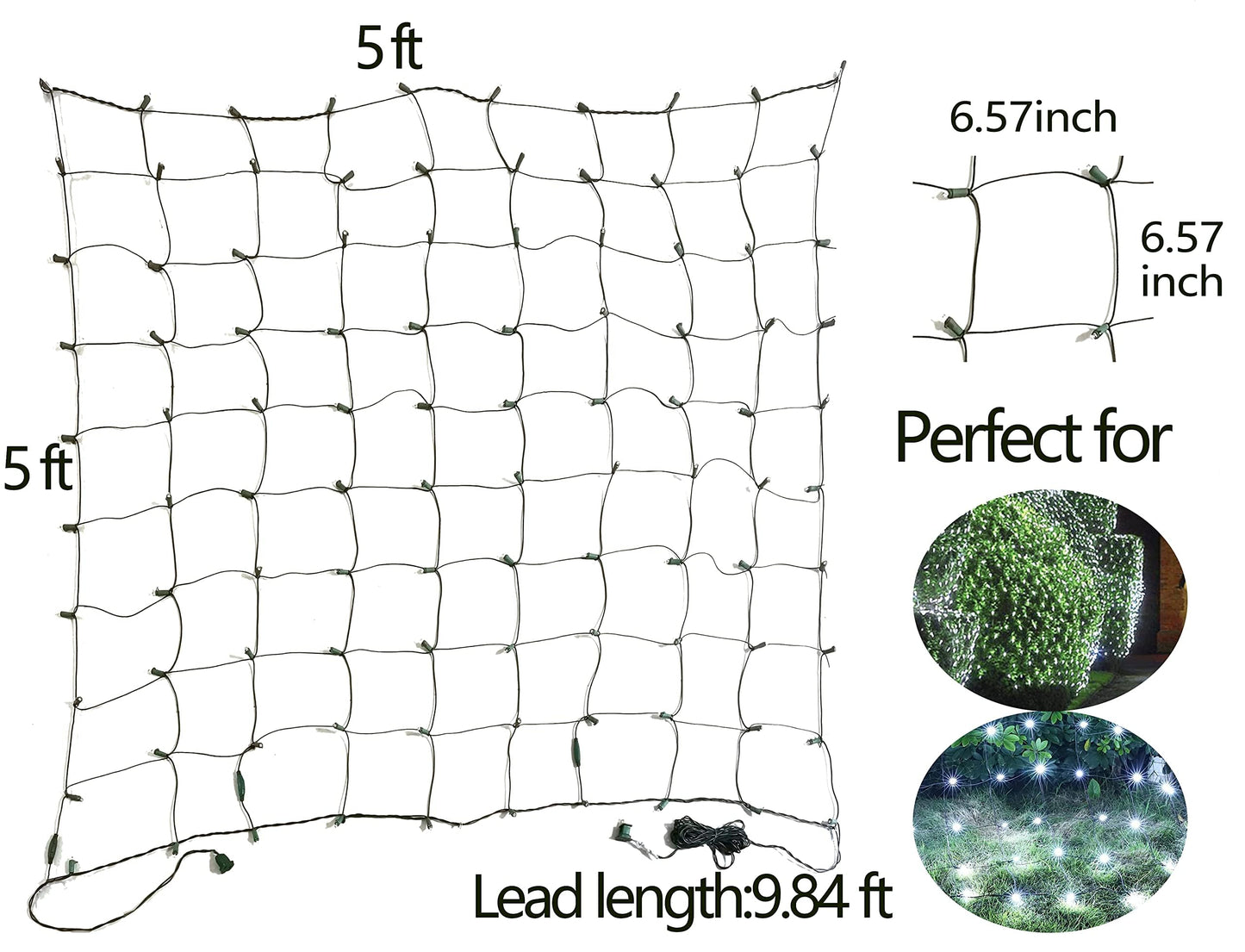 HISHINY Christmas Lights Outdoor Decorations for Bushes,LED Connectable Bush Christmas Lights Outdoor Yard Mesh Shrub Net Light for Party, Holiday, Wedding, Tree,Bushes (Cool White)