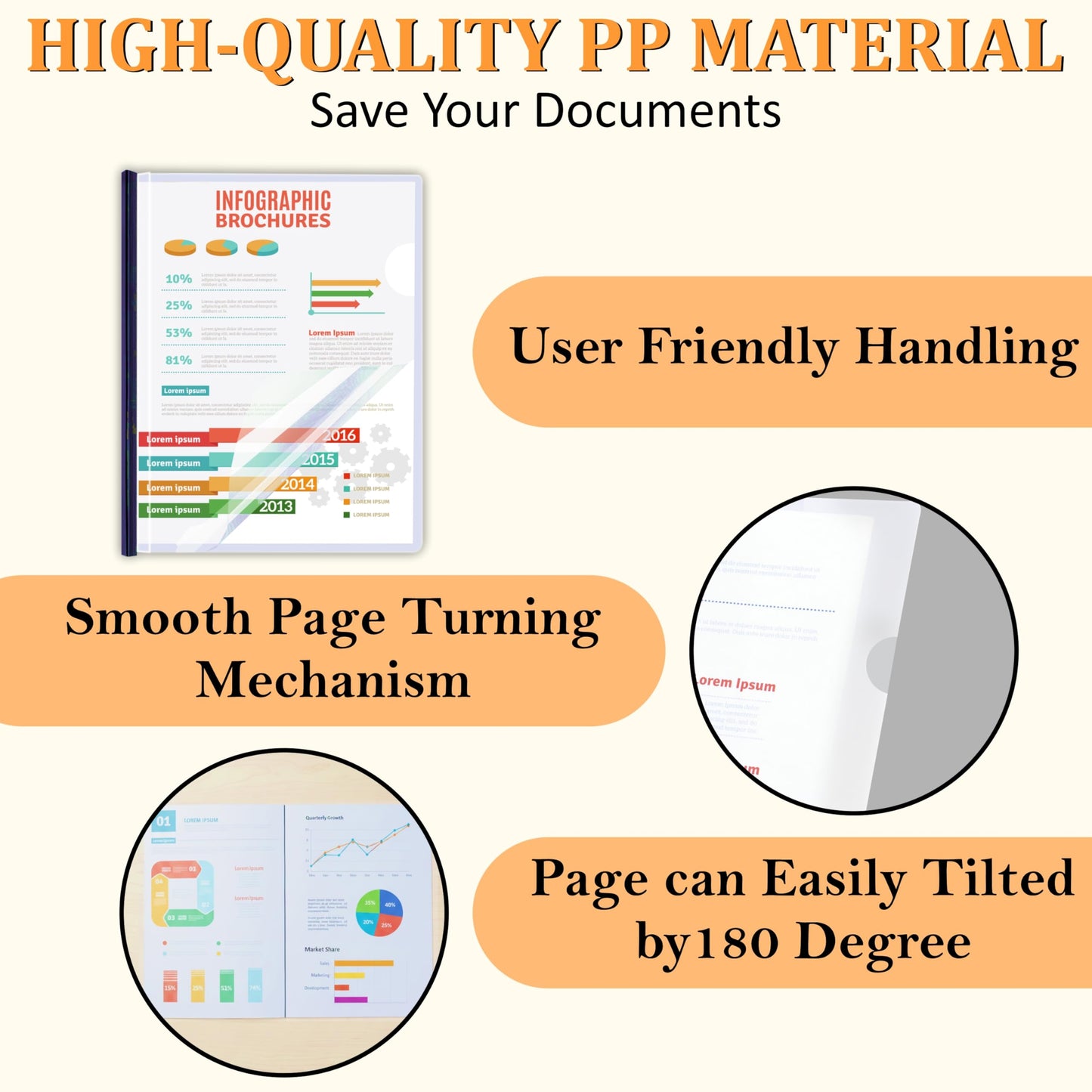 50 Pack Report Covers with Sliding Bar - Clear Plastic Presentation Folders for A4 & Letter Size Paper, 70 Sheet Capacity File Document Binder for School, Office, Resume & Business Use