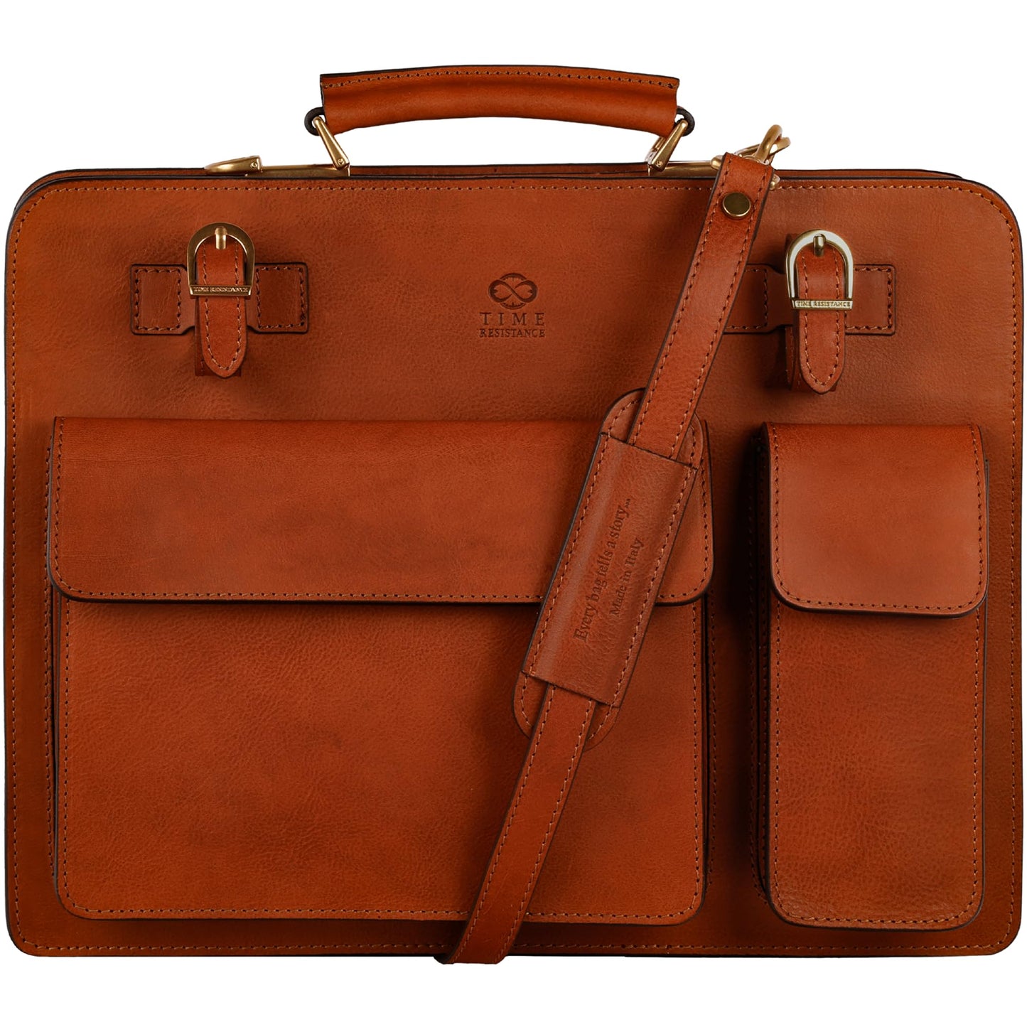 Time Resistance Leather Briefcase - Classy Leather Bag for Men - Business Briefcase - Vintage Bag made in Italy