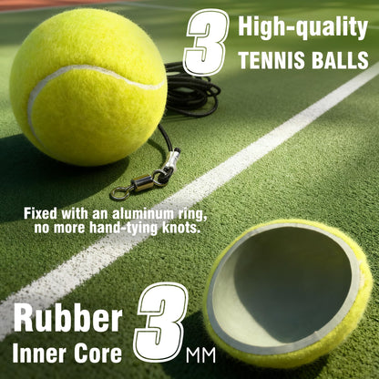 VAIIO Professional Tennis Trainer - Full Metal Portable Solo Rebounder with 3 High-Elastic String Balls, Ideal for Adults, Kids, Beginners & Advanced Players (Blue)