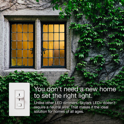 Lutron Skylark LED+ Dimmer Switch for Dimmable LED, Lutron Dimmer Switch For Halogen and Incandescent Bulbs, 150W/Single-Pole or 3-Way, SCL-153P-WH, White