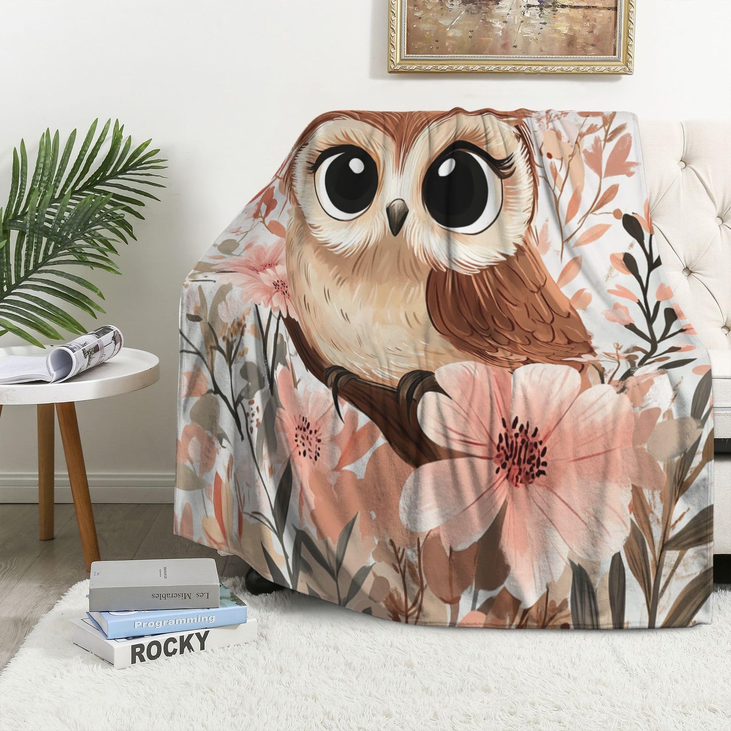 Owl Blanket Cute Animal Floral Fleece Owls Throw Blanket Super Soft Warm Cozy Fuzzy Plush Owl Blanket Gifts for Men Women Girls Boys Kids Teens Room Decor 40"X50"