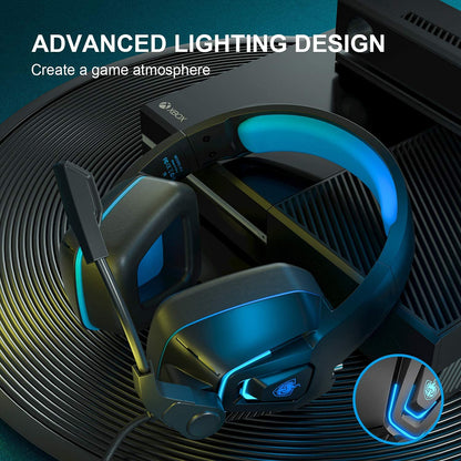 YOTMS Gaming Headset for PS5 PS4 PC Wired Headset for Xbox One, Switch, Over-Ear Gaming Headphones with Noise Cancelling Mic & Surround Sound, Games Headsets for Laptop/Phone/Tablet (Blue)