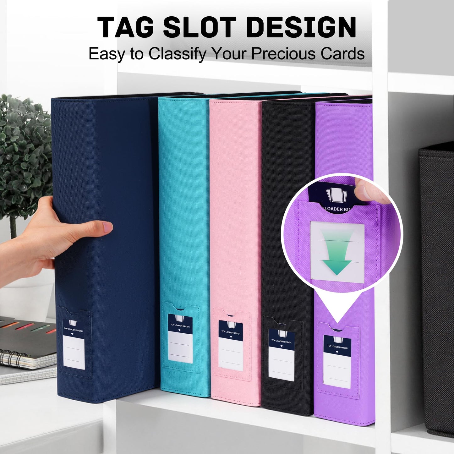 ZLCA Top Loader Binder-9 Pocket, Hold 324 Cards，Trading Card Binder Includes 20 Top Loaders, Top Loaders Binder for Sport Card, MTG, TCG (Tiffany Blue)