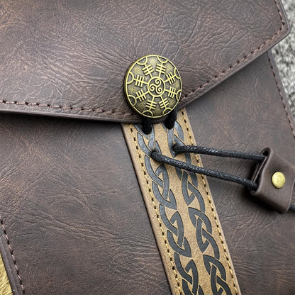 HiiFeuer Vintage Medieval Faux Leather Belt Bag, Retro Middle Ages Belt Pouch Waist bag, Portable Side Pack For LARP Ren Faire (Brown A)